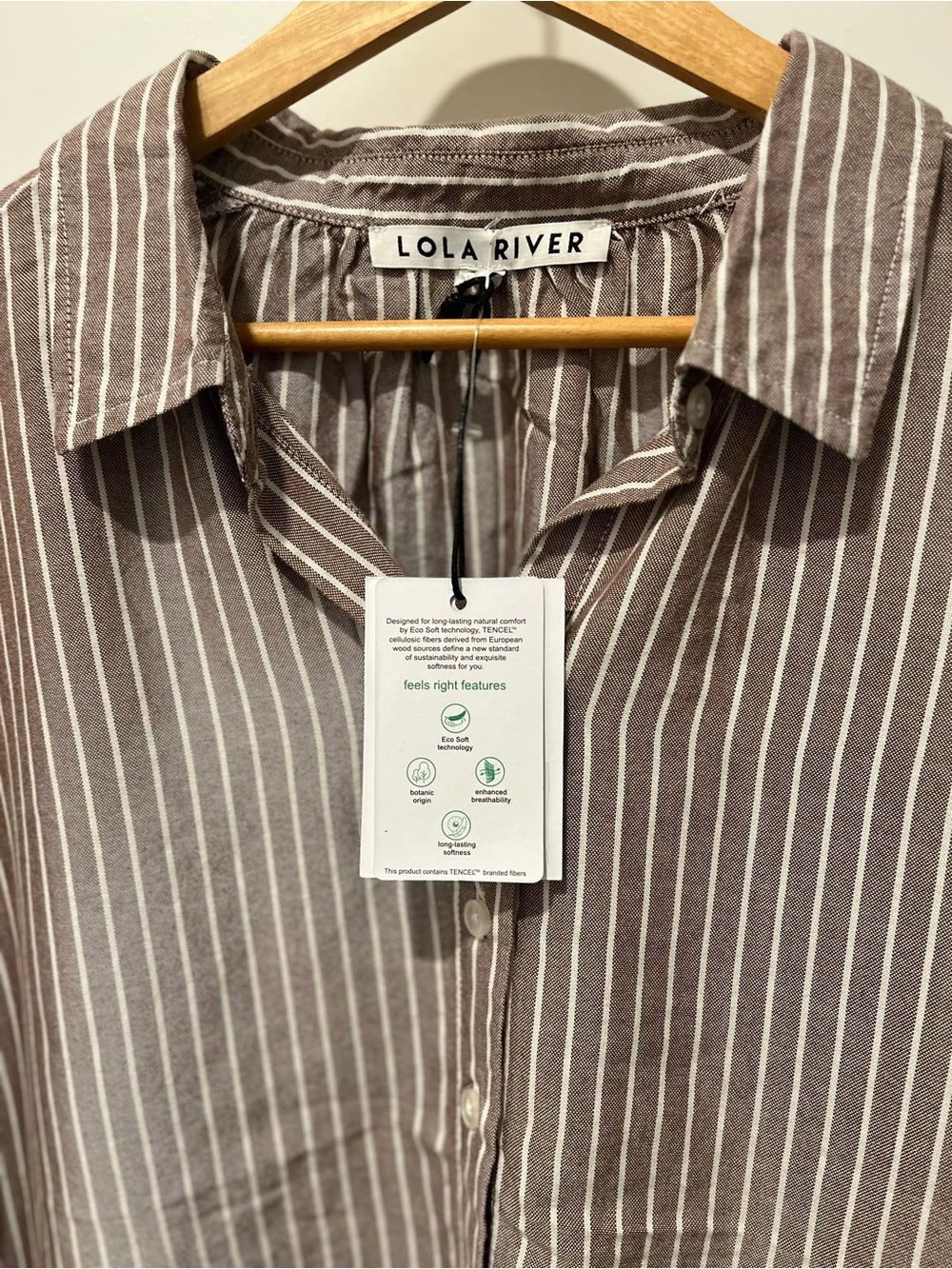 Lola River Striped Top, Large, NWT, Brown Cream
